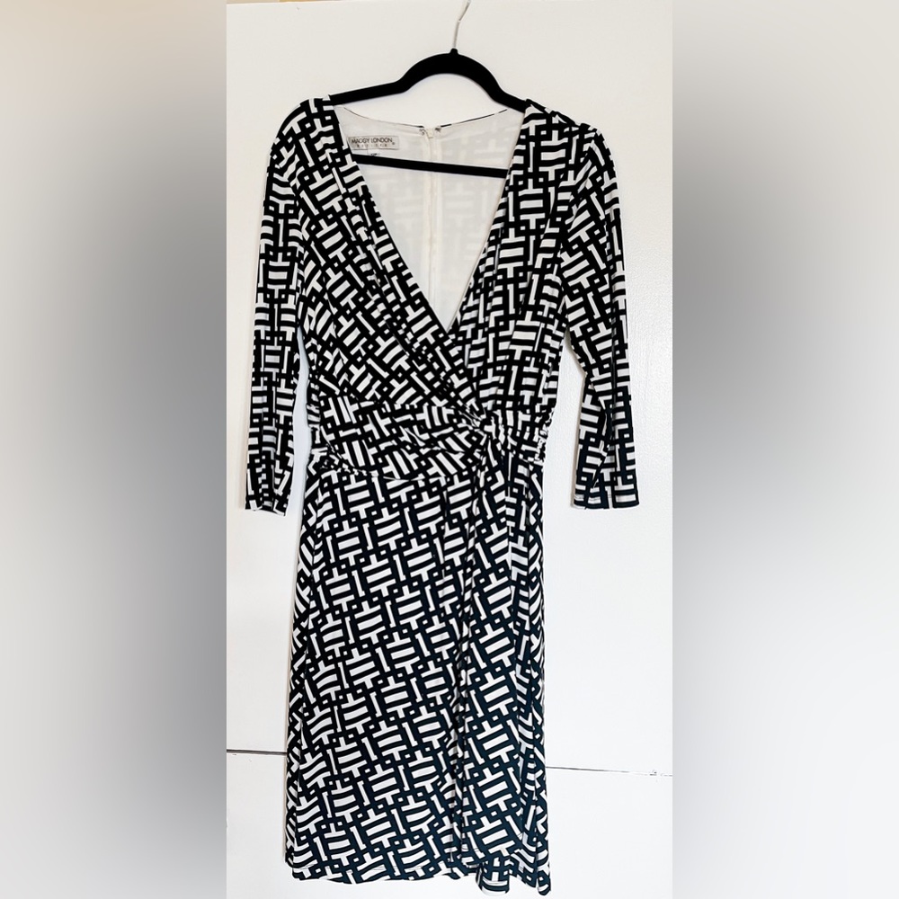 Maggy London geometric black and white dress
